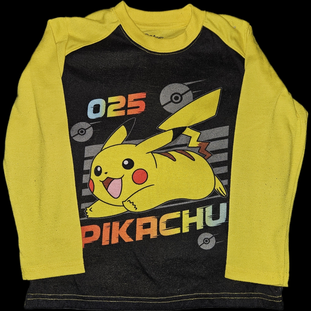 Pikachu Kids Long Sleeve Pajama Set - Yellow & Black